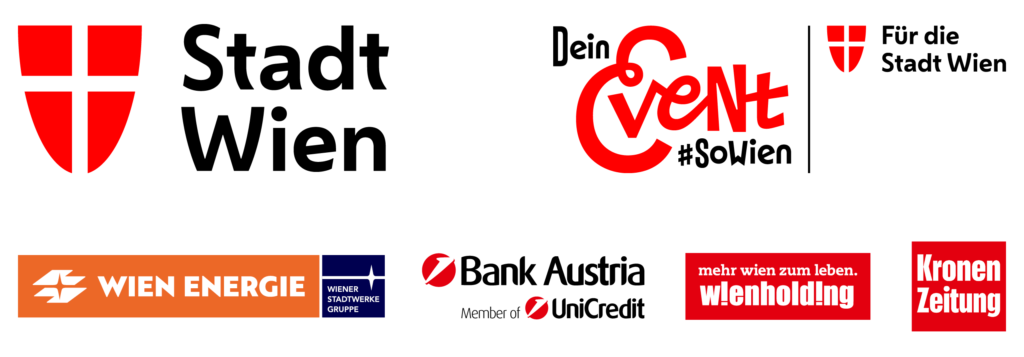 Logos: Stadt Wien, Dein Event #sowien, Wien Energie, Bankaustria, wienholding, Kronen Zeitung
